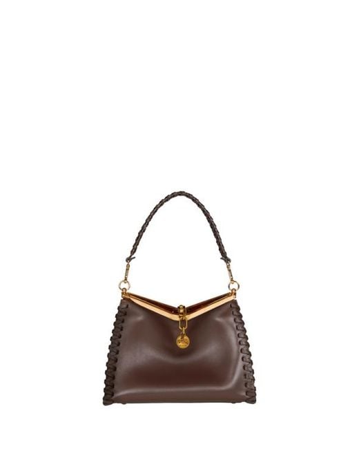 Etro Brown Medium Vela Bag With Thread Work