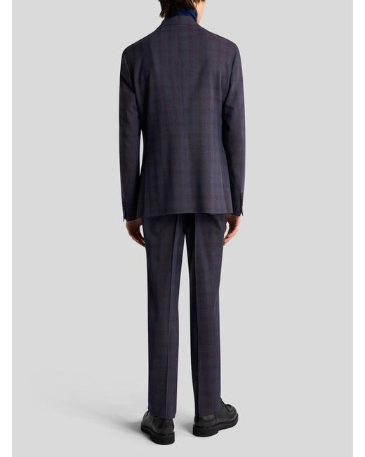 Etro Anzug Aus Einer Wollmischung Mit Karomuster, Herren, Größe in Blue für Herren