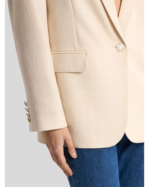 Etro Natural Wool Jacquard Single-Breasted Jacket With Paisley Motif