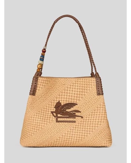 Etro Natural Large Raffia Libra Tote Bag