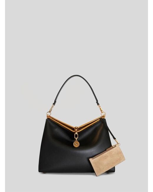 Etro Black Large Leather Vela Bag