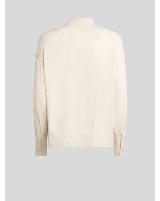 Etro White Silk-Blend Jacquard Shirt With Silk Scarf And Paisley Motif