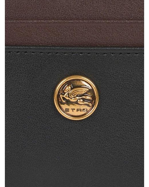 Etro White Two-Tone Leather Card Holder