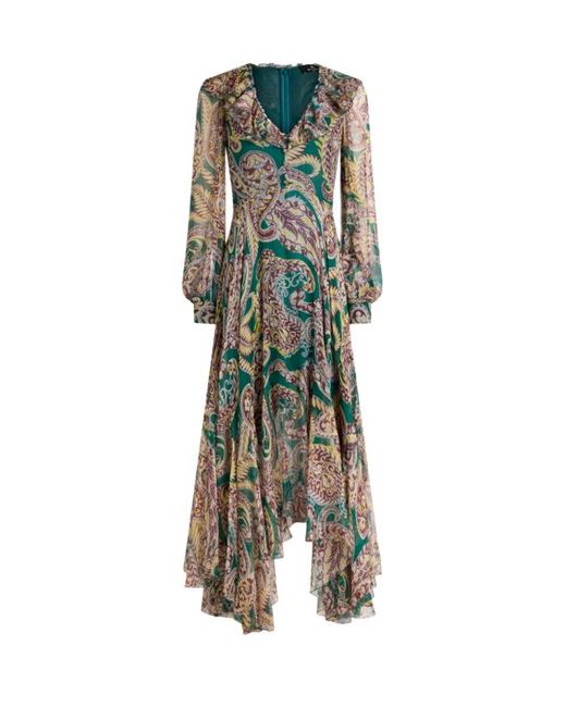 Robe Longue En Crépon De Soie À Motif Paisley, Femme, Taille Etro en coloris Green