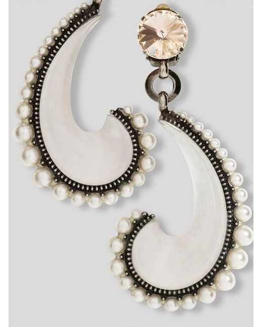 Etro Metallic Paisley Earrings With Pearls