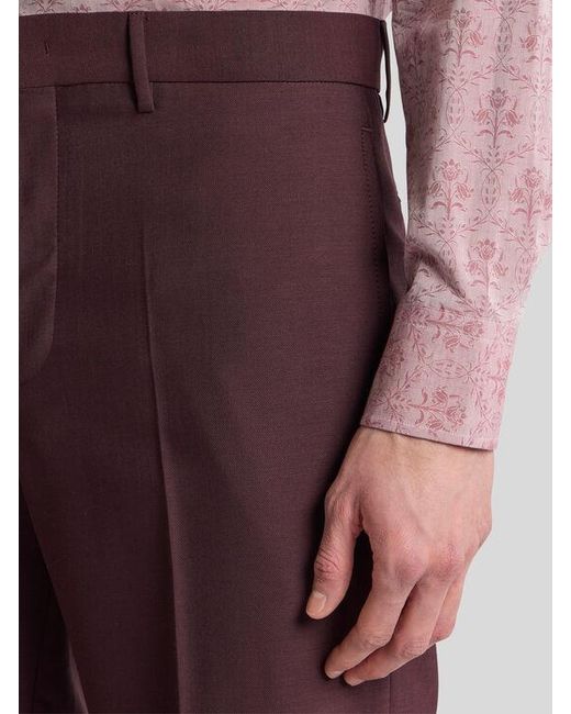 Etro Purple Straight-Leg Wool Trousers for men