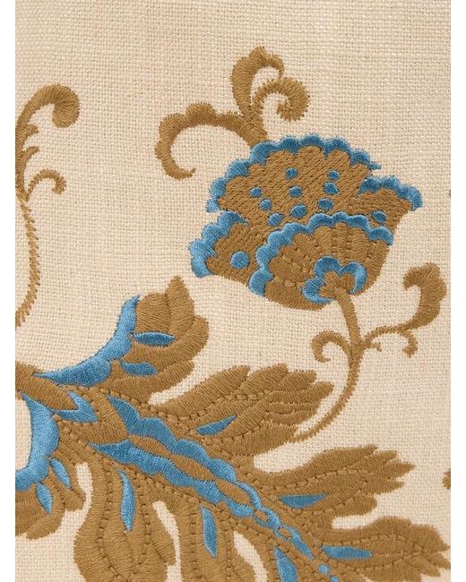 Etro Natural Large Linen-Blend Kalispera Bag With Embroidery