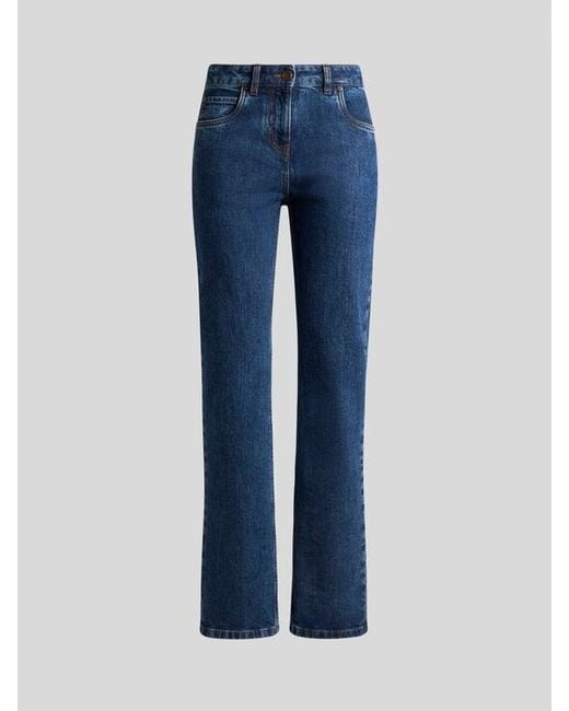 Etro Blue Jeans With Embroidered Rear