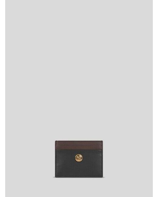 Etro White Two-Tone Leather Card Holder