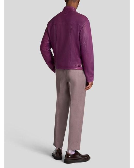 Etro Lederjacke Mit Logo, Herren, Größe in Purple für Herren