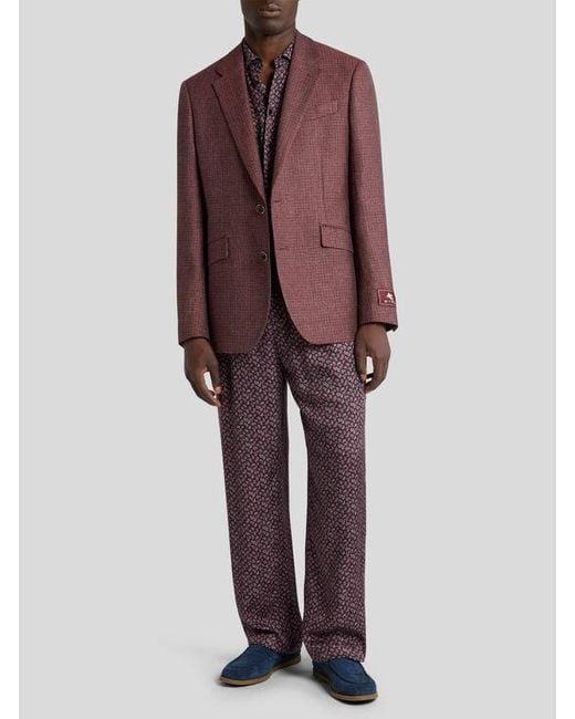 Etro Purple Micro-Paisley Shirt for men
