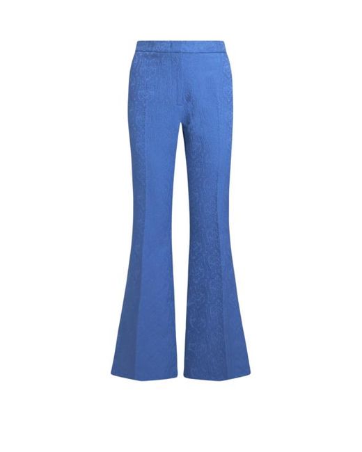 Etro Blue Flared Paisley Jacquard Trousers