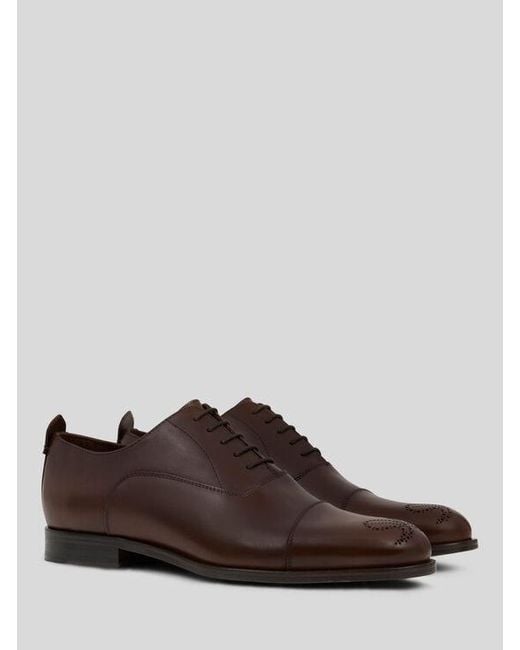Etro Brown Leather Oxford Shoes With Paisley Details for men