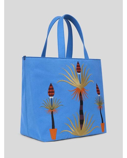 Etro Blue X Agostino Iacurci Large Canvas Tote Bag