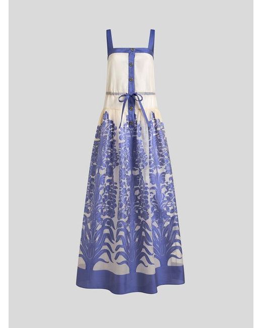 Robe Longue En Voile Jacquard À Fils Coupés, Femme, Taille Etro en coloris Blue