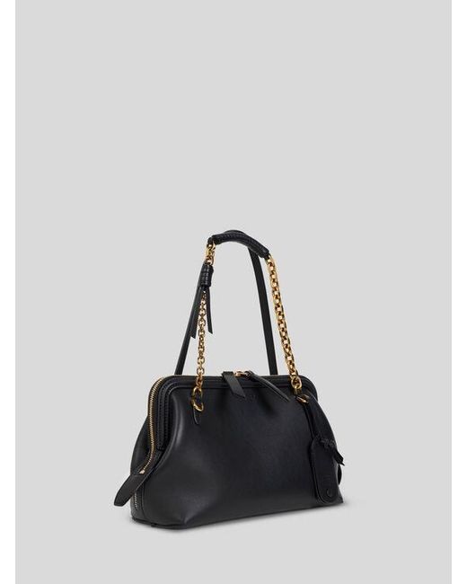 Etro Black Small Leather Doc Shoulder Bag