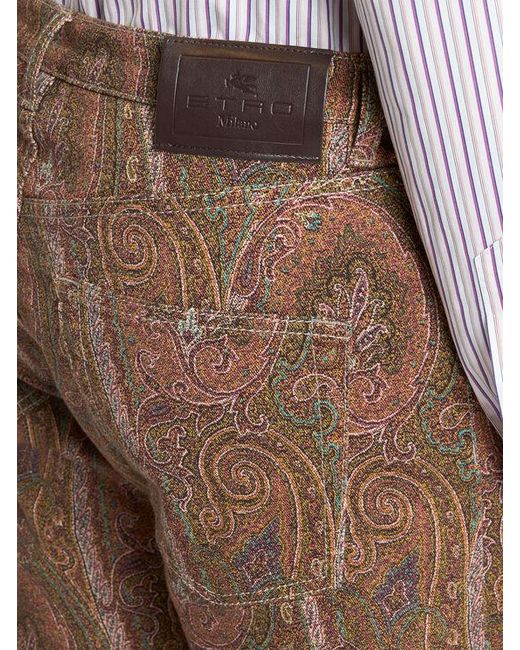 Etro Brown Straight-Leg Cotton Denim Jeans With Arnica Motif for men