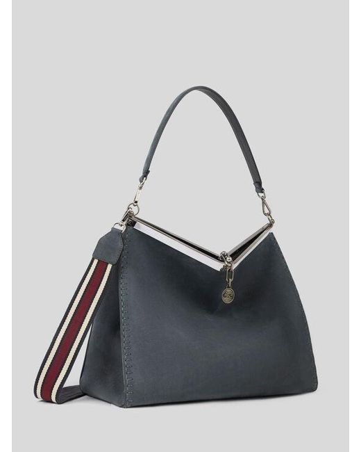 Etro Blue Large Nubuck Leather Vela Bag for men