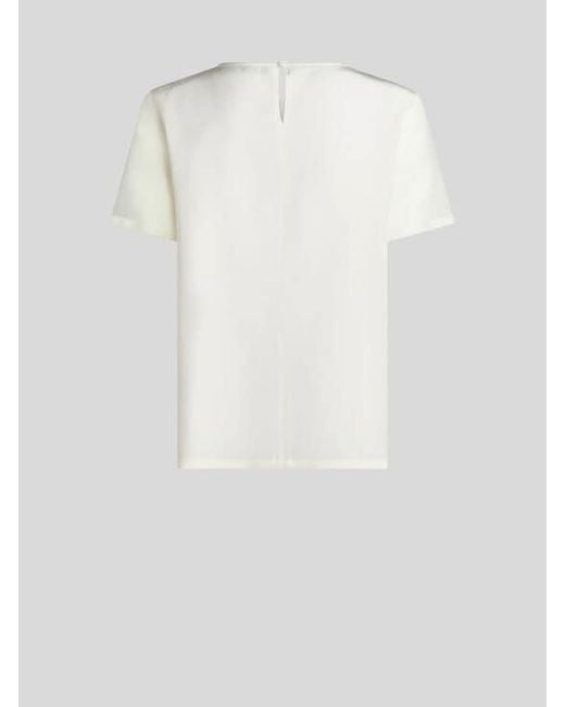 Etro White Crepe De Chine T-Shirt