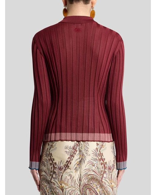 Polo Côtelé Avec Boutons Pegaso, Femme, Taille Etro en coloris Red