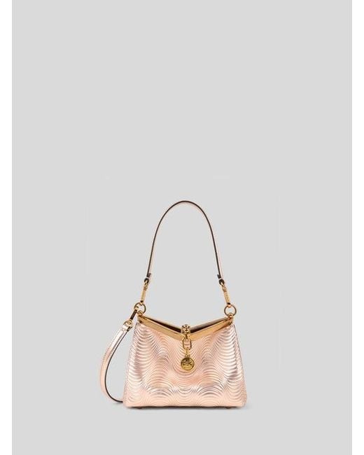 Etro Natural Small Metallic Leather Vela Bag