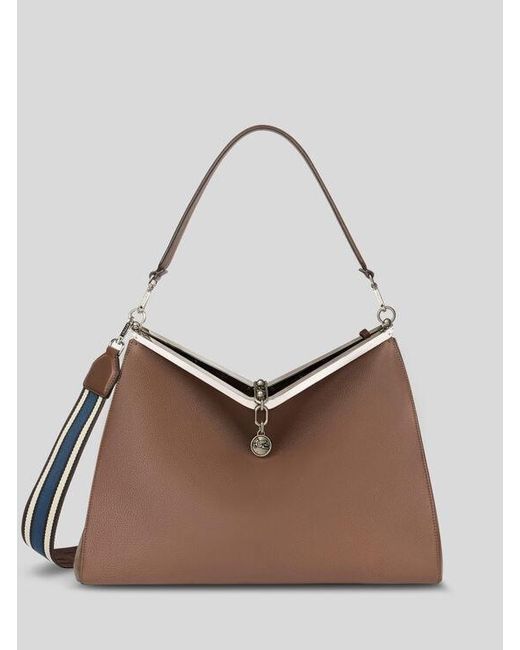 Etro Brown Large Leather Vela Bag for men