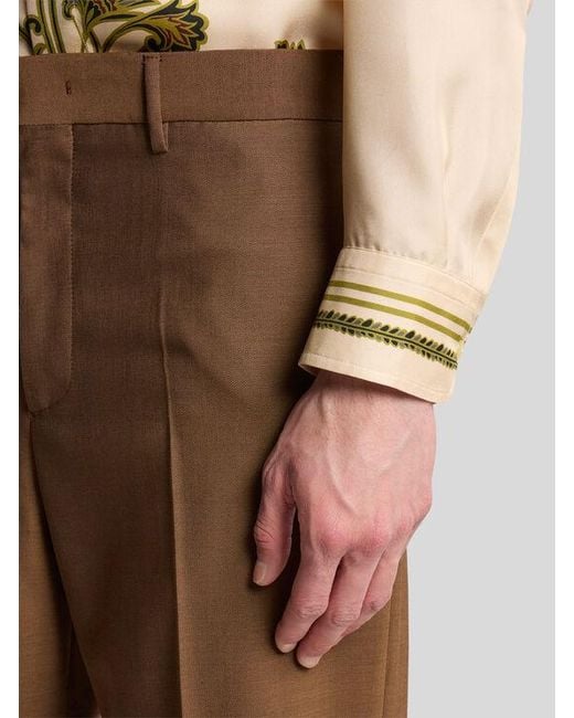 Etro Brown Wool Trousers for men