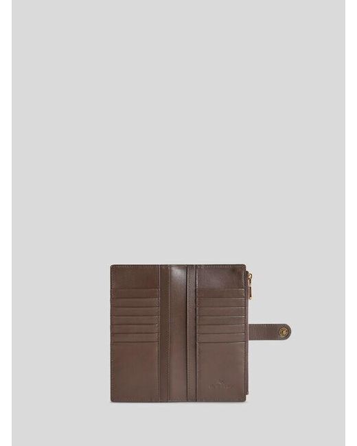Etro Purple Leather Wallet With Pegaso Button