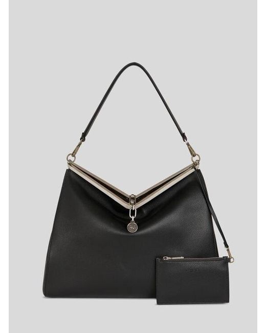 Etro Black Large Leather Vela Bag for men