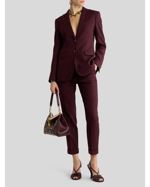 Etro Purple Single-Breasted Wool Jacquard Jacket With Medallion Motif