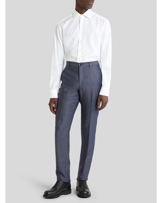 Etro White Cotton-Blend Fil Coupé Shirt With Micro Paisley Motif for men