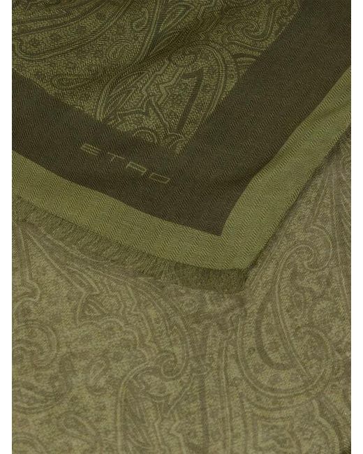 Sciarpa Con Motivo Arnica, Uomo di Etro in Green da Uomo