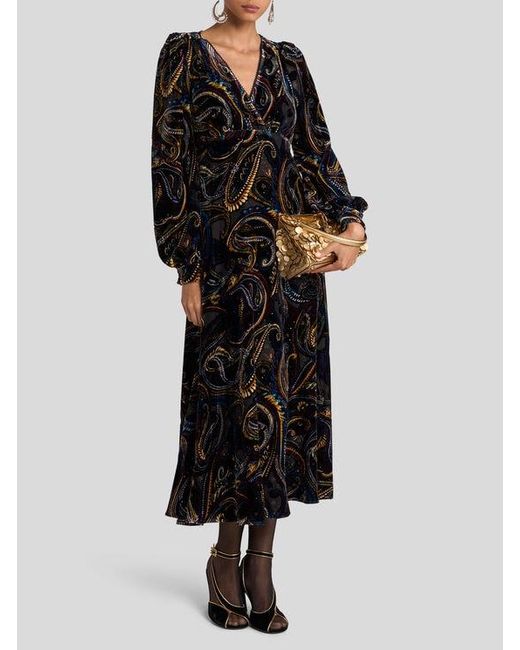 Etro Black Midi Wrap Dress