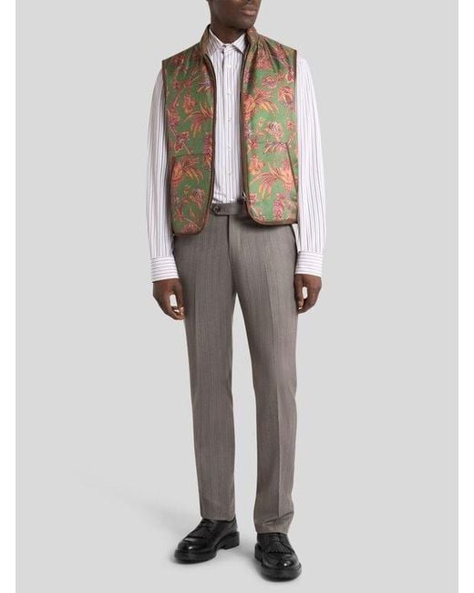 Etro Brown Reversible Silk And Wool Waistcoat for men