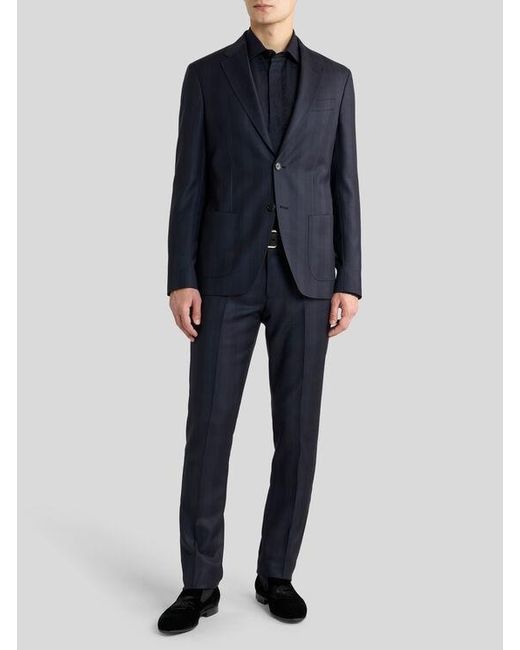 Etro Blue Cotton Jacquard Shirt With Medallion Motif for men