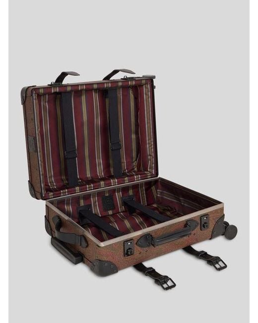 Etro Brown X Globe-Trotter Arnica And Leather Carry-On Case With Buckles for men