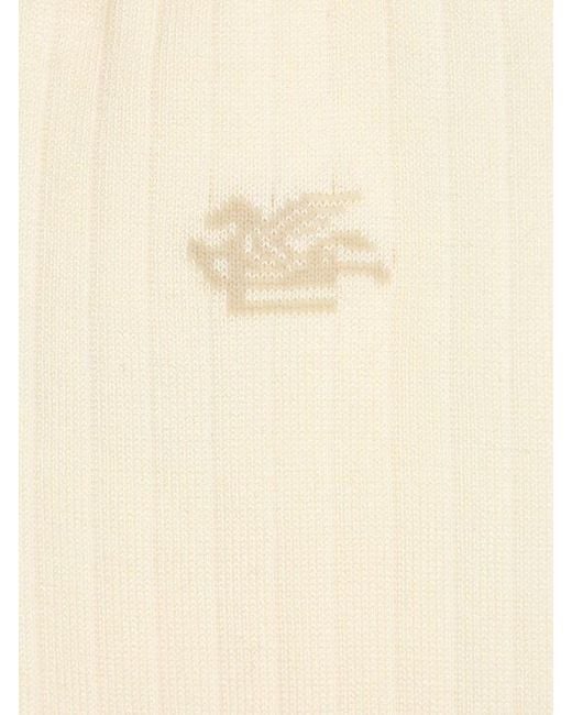 Etro White Cotton-Blend Socks With Pegaso Logo for men