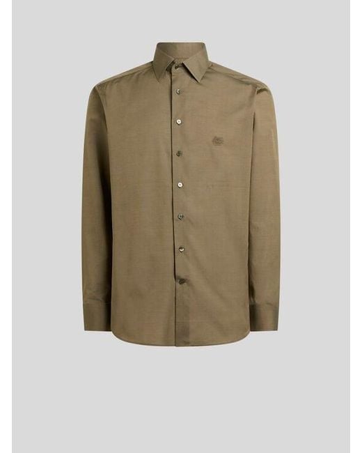 Etro Green Shirt With Pegaso Embroidery for men