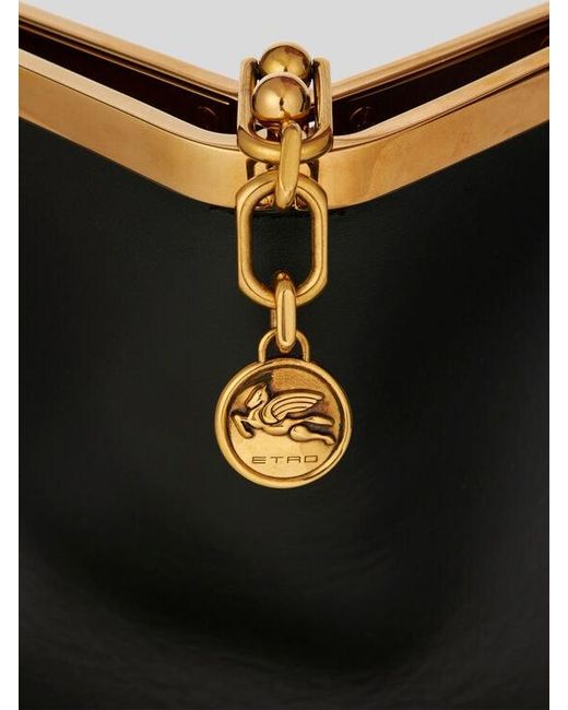 Etro Black Large Vela Bag With Thread Work