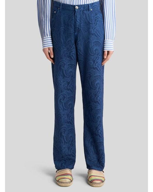 Jean Droit À Motif Paisley Fleuri, Homme, Taille Etro pour homme en coloris Blue