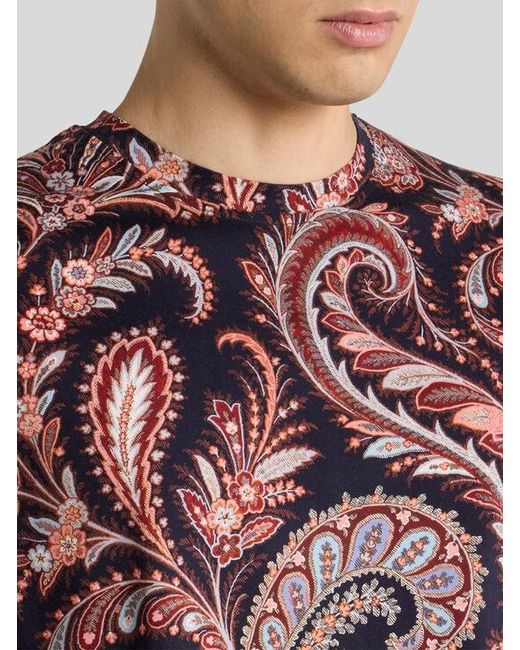 Etro Pink Floral Paisley T-Shirt for men