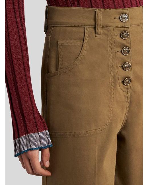 Etro Natural Flared Denim Jeans With Pegaso Buttons