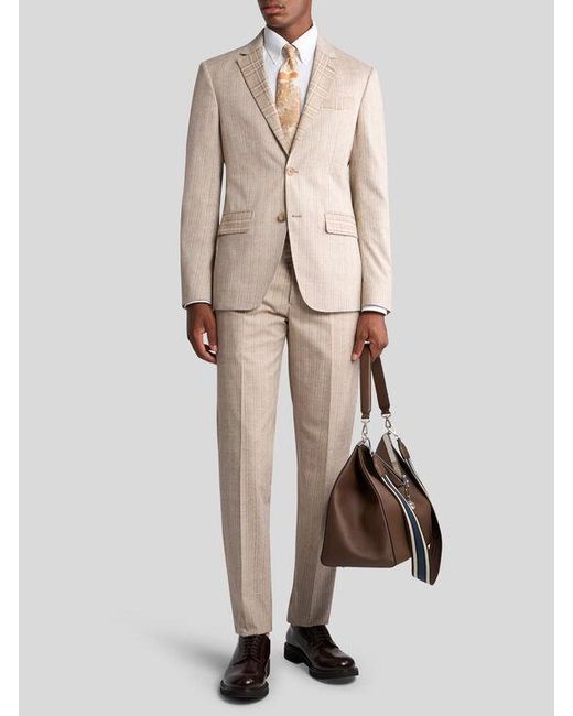 Etro White Striped Wool And Cotton Suit for men