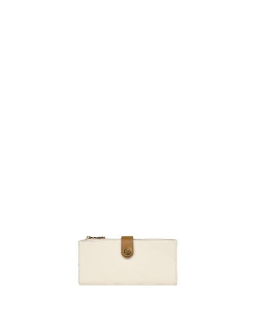 Etro White Leather Wallet With Pegaso Button