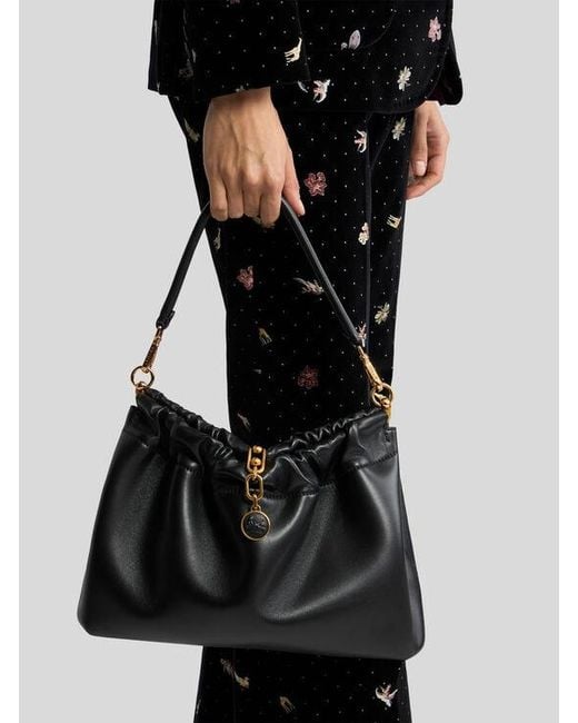 Etro Black Medium Vela Blossom Bag
