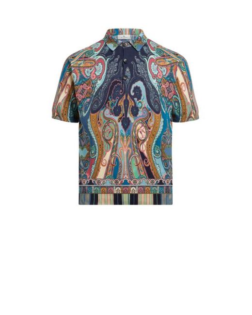 Polo En Coton À Motif Paisley Multicolore, Homme, Taille Etro pour homme en coloris Blue