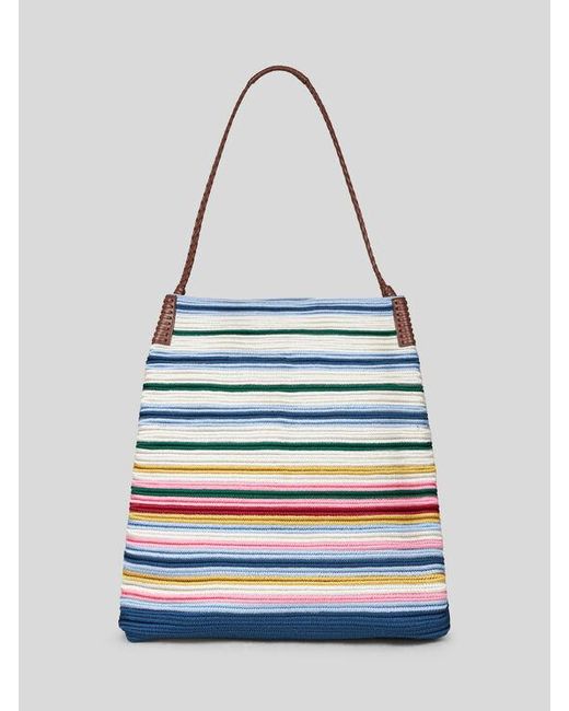 Etro Blue Large Striped Libra Tote Bag