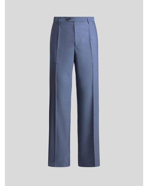 Etro Blue Tailored Wool Trousers for men