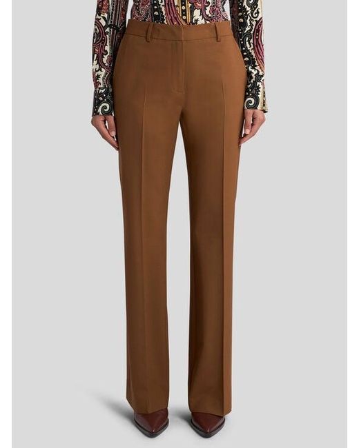 Etro Brown Bootcut Stretch Wool Trousers