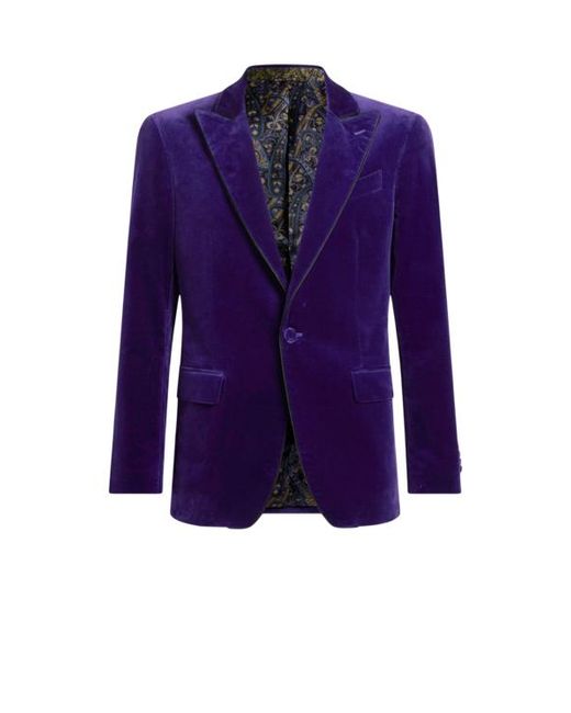 Etro Purple Single-Breasted Blazer With Contrasting Lining for men